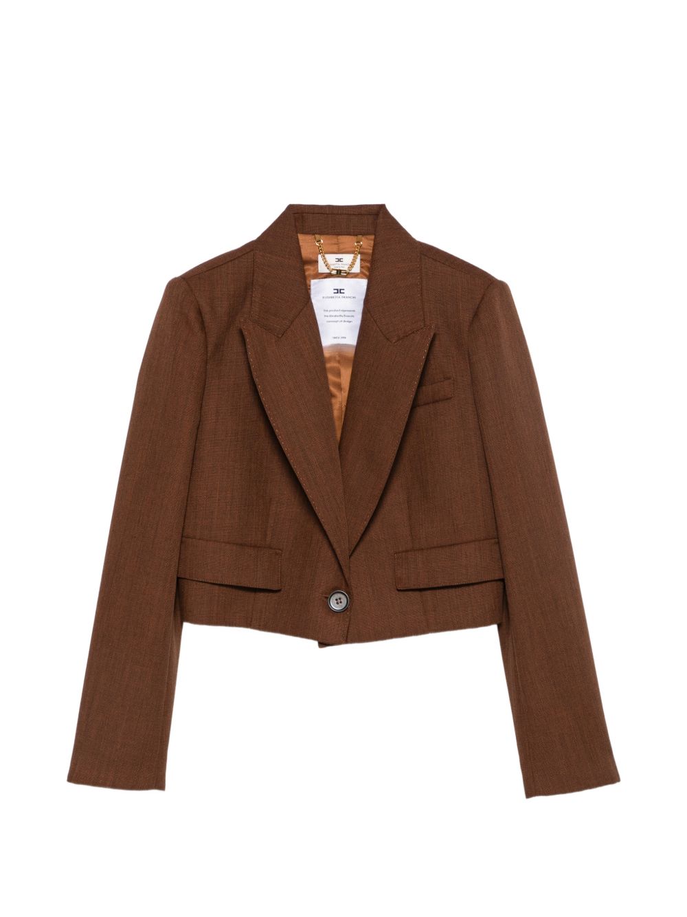 ELISABETTA FRANCHI Giacca crop in lana marrone 