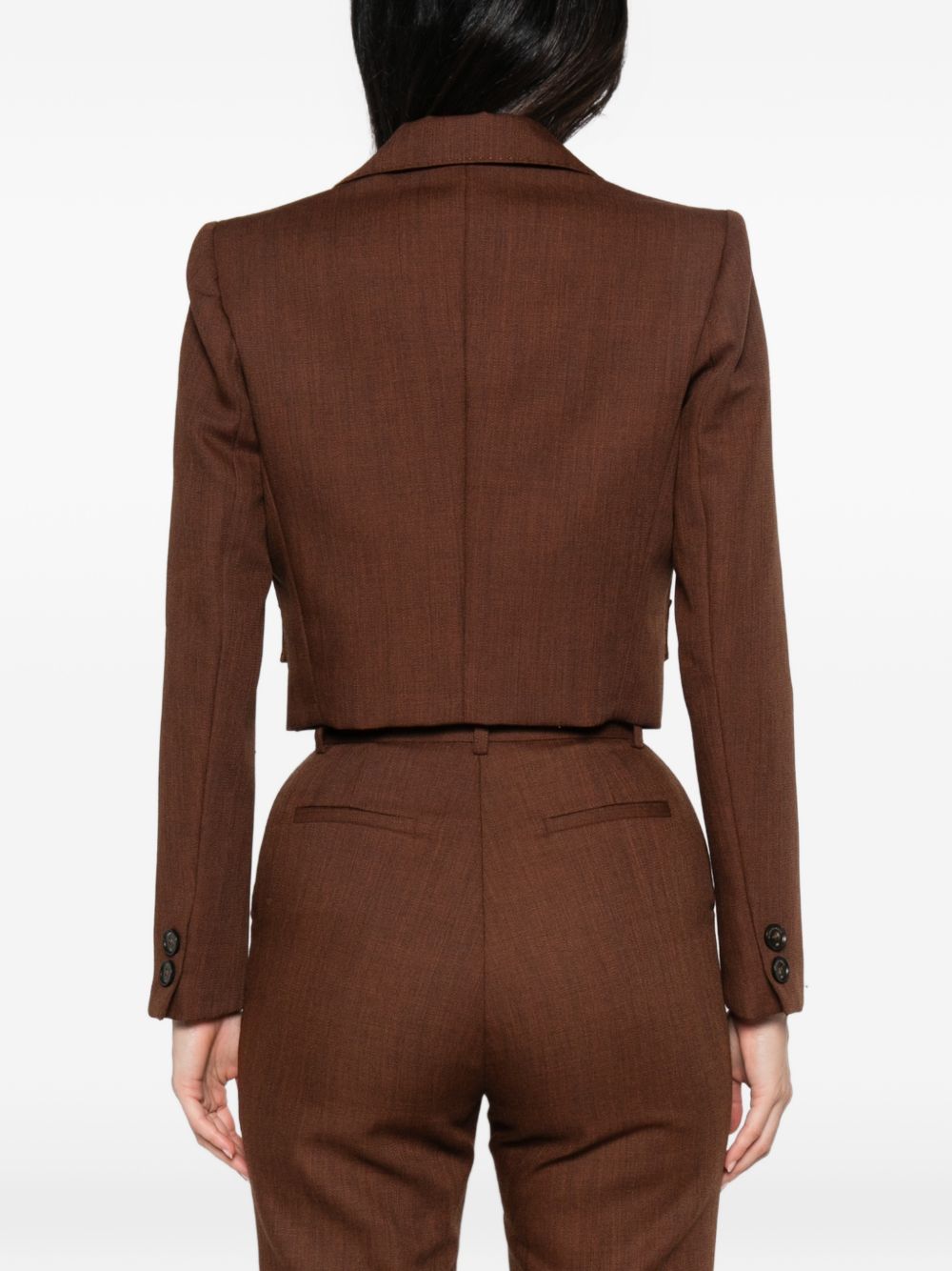 ELISABETTA FRANCHI Giacca crop in lana marrone 