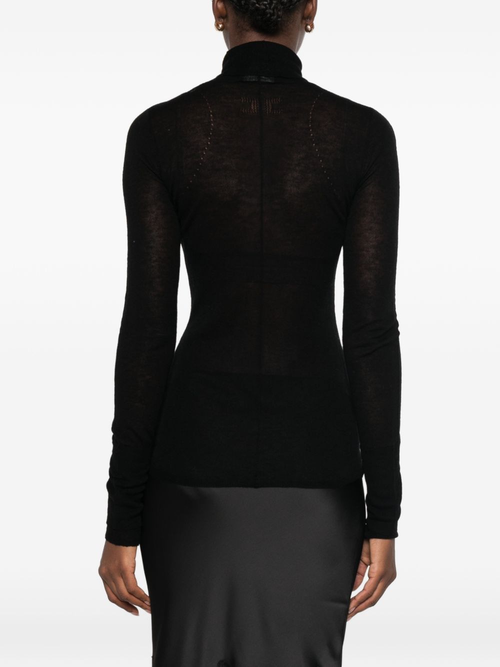ELISABETTA FRANCHI Maglia nera a collo alto in lana leggera 