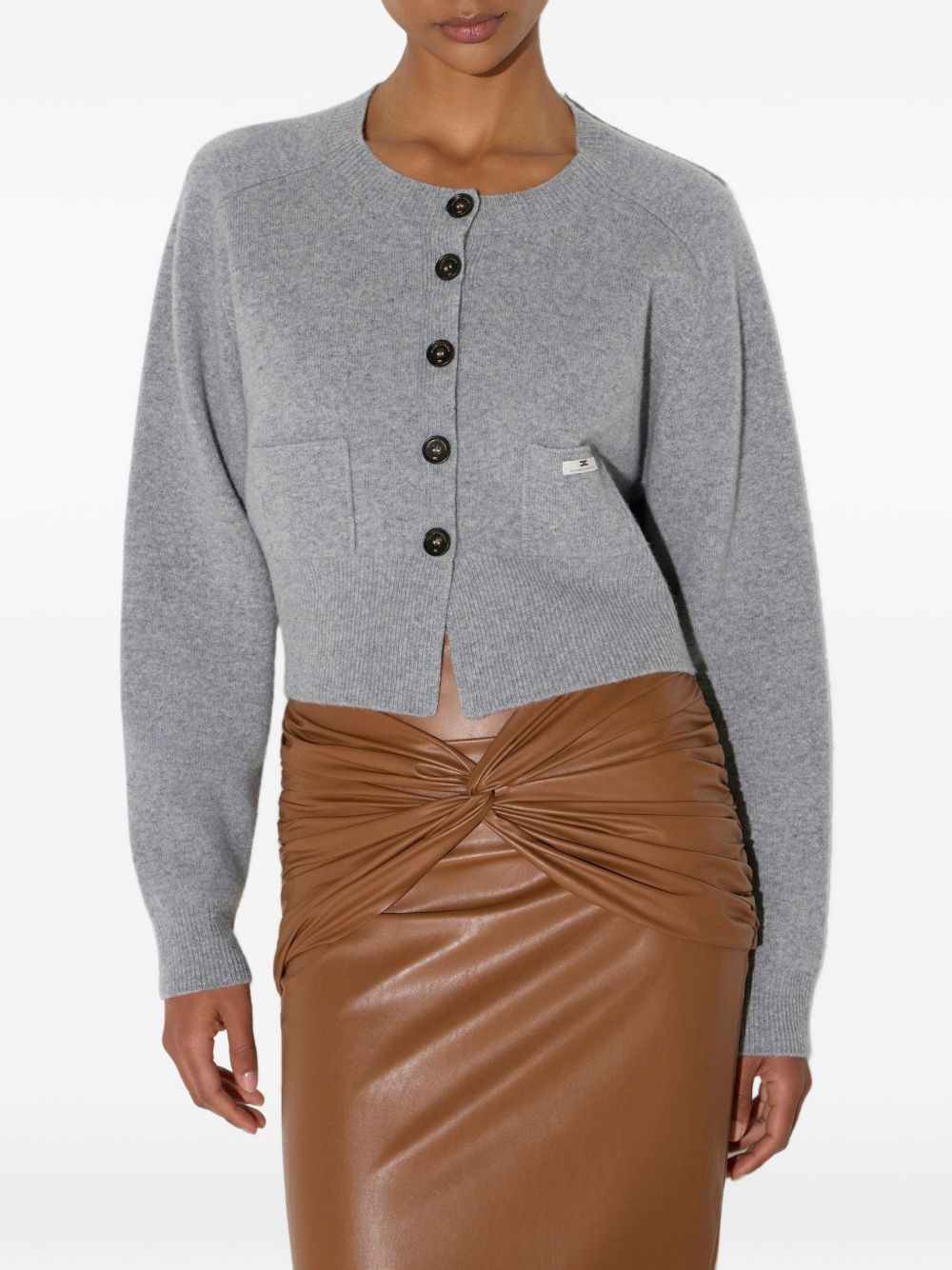 ELISABETTA FRANCHI Cardigan corto con taschine e chiusura con bottoni 