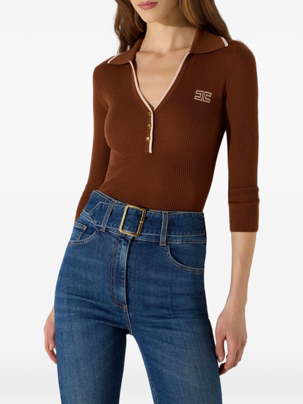 ELISABETTA FRANCHI Cardigan corto con taschine e chiusura con bottoni 