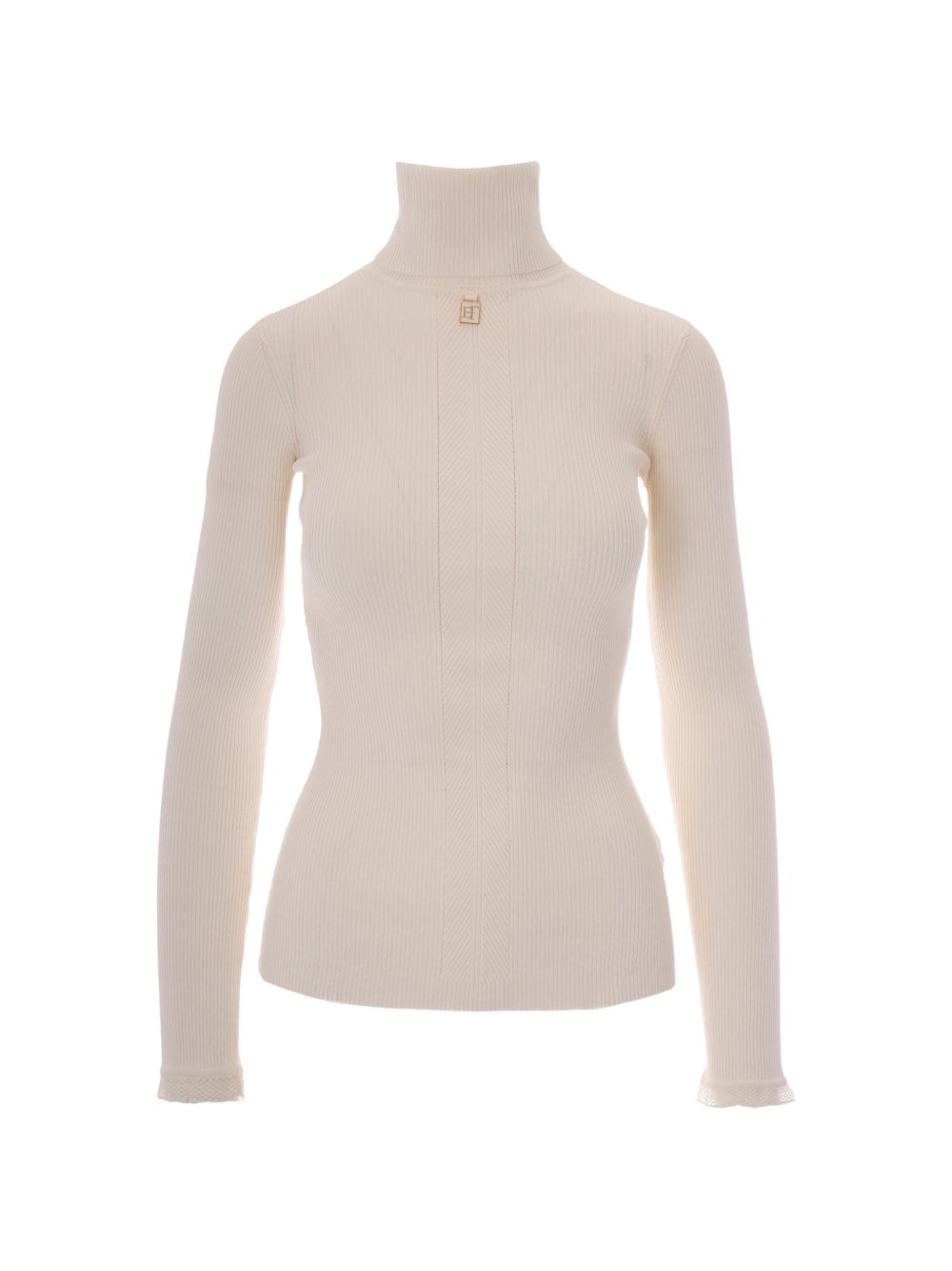 ELISABETTA FRANCHI Maglia a collo alto bianca in lana 