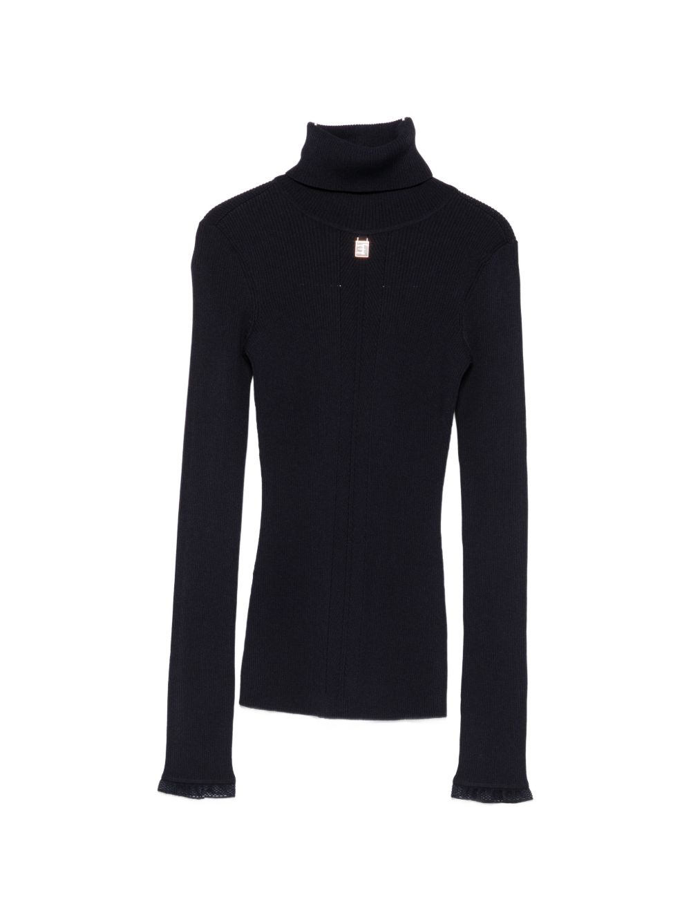 ELISABETTA FRANCHI Maglia blu a collo alto trama leggera 