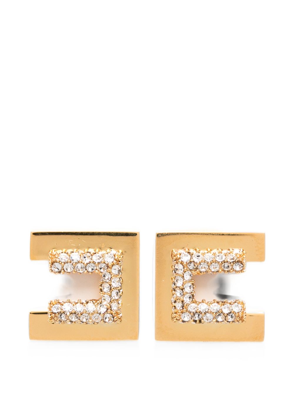 ELISABETTA FRANCHI Orecchini iconici con dettagli strass luminosi dorati 
