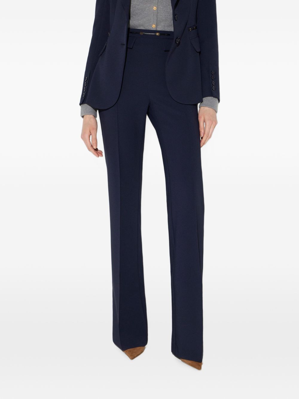 ELISABETTA FRANCHI Pantaloni blu slim fit con dettagli gioiello 