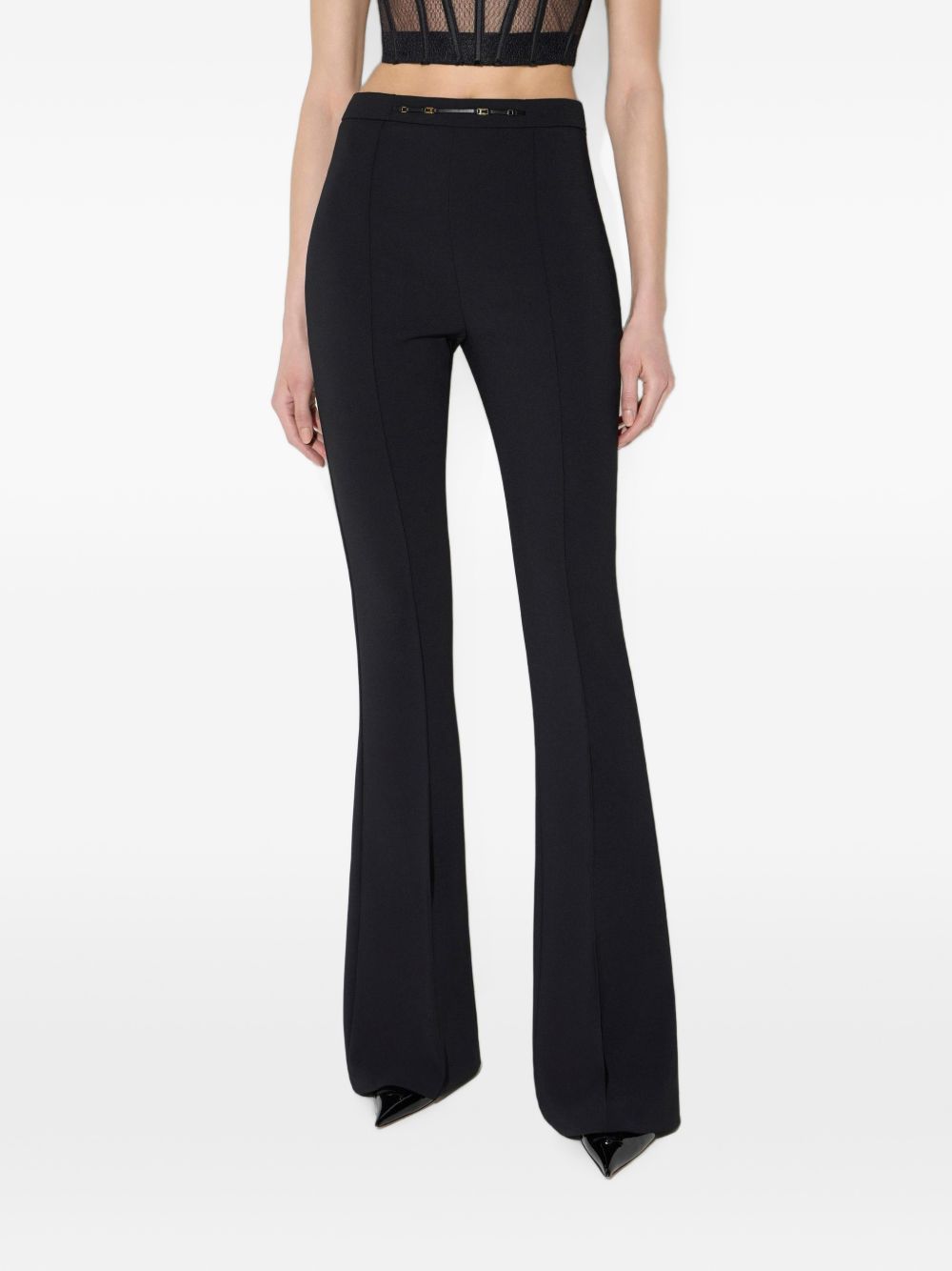 ELISABETTA FRANCHI Pantaloni neri slim fit con dettagli gioiello 