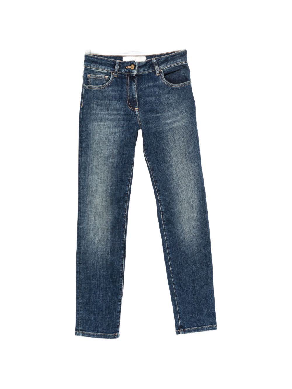 ELISABETTA FRANCHI Jeans blu con effetto washed sulla gamba 