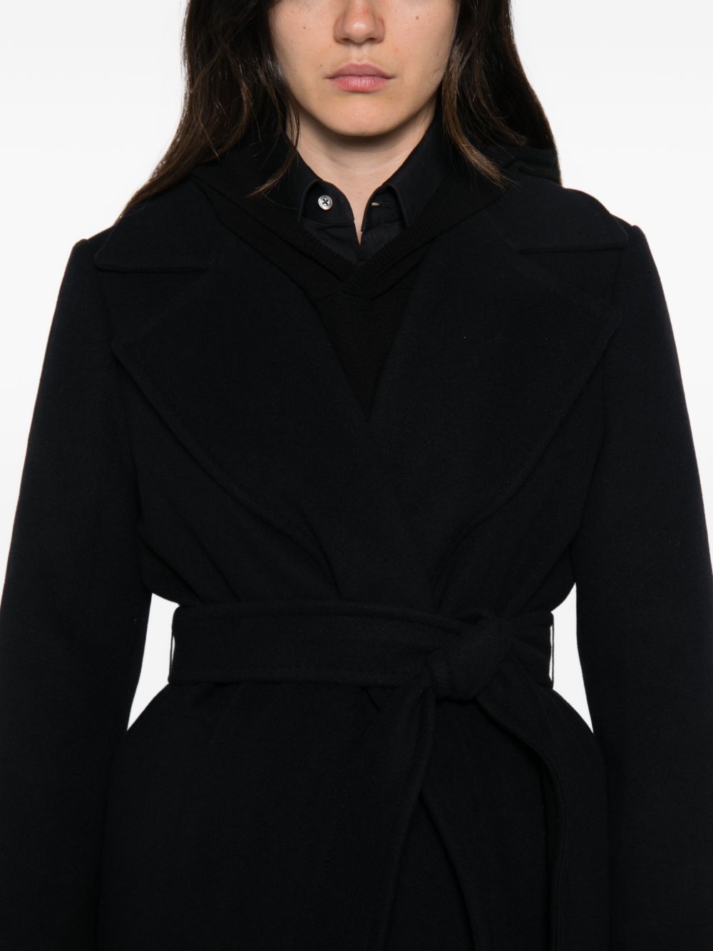 EMME Cappotto blu navy lungo in misto lana 
