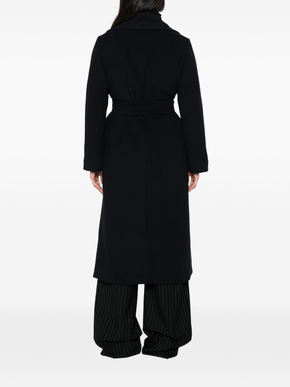 EMME Cappotto blu navy lungo in misto lana 