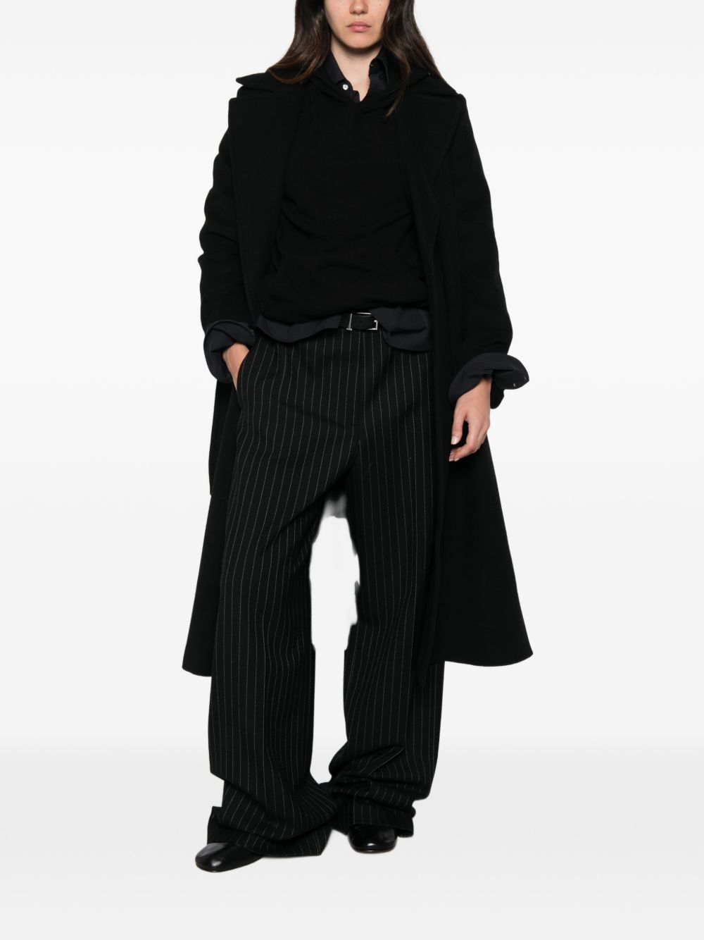 EMME Cappotto lungo in misto lana nero 