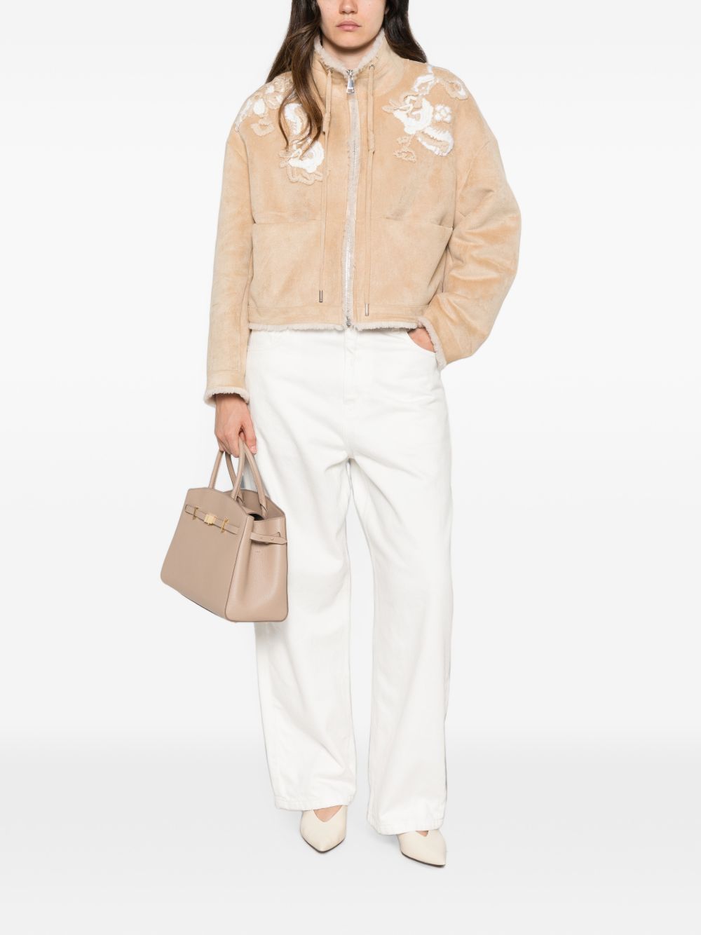 ERMANNO FIRENZE Cappotto corto beige con ricami 