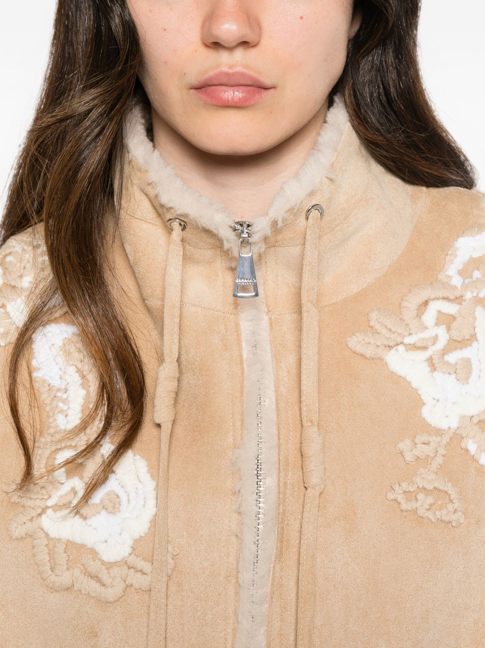 ERMANNO FIRENZE Cappotto corto beige con ricami 