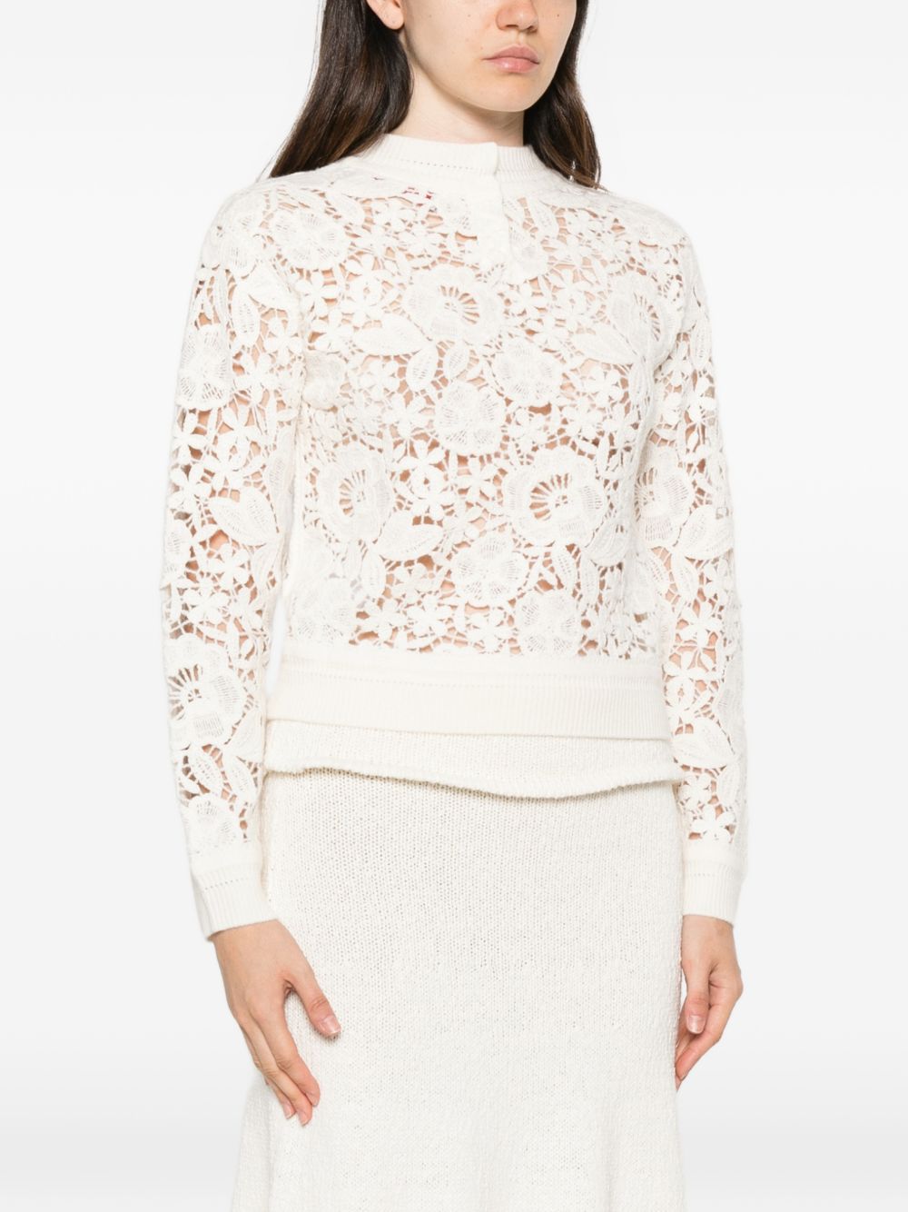 ERMANNO FIRENZE Maglia in macramè color ecrù 