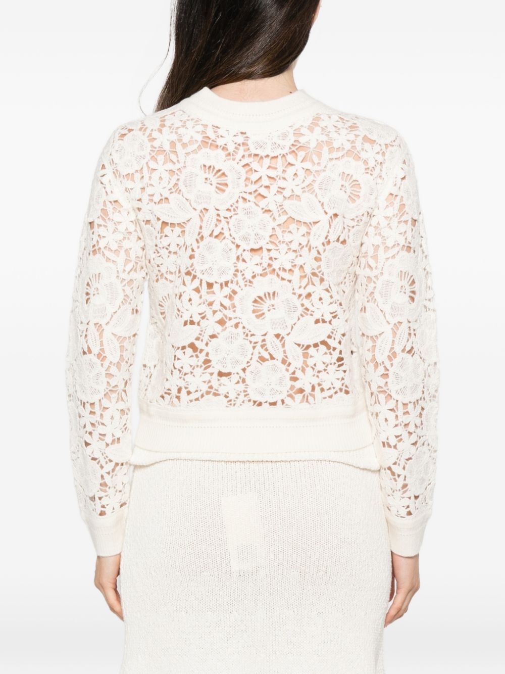 ERMANNO FIRENZE Maglia in macramè color ecrù 
