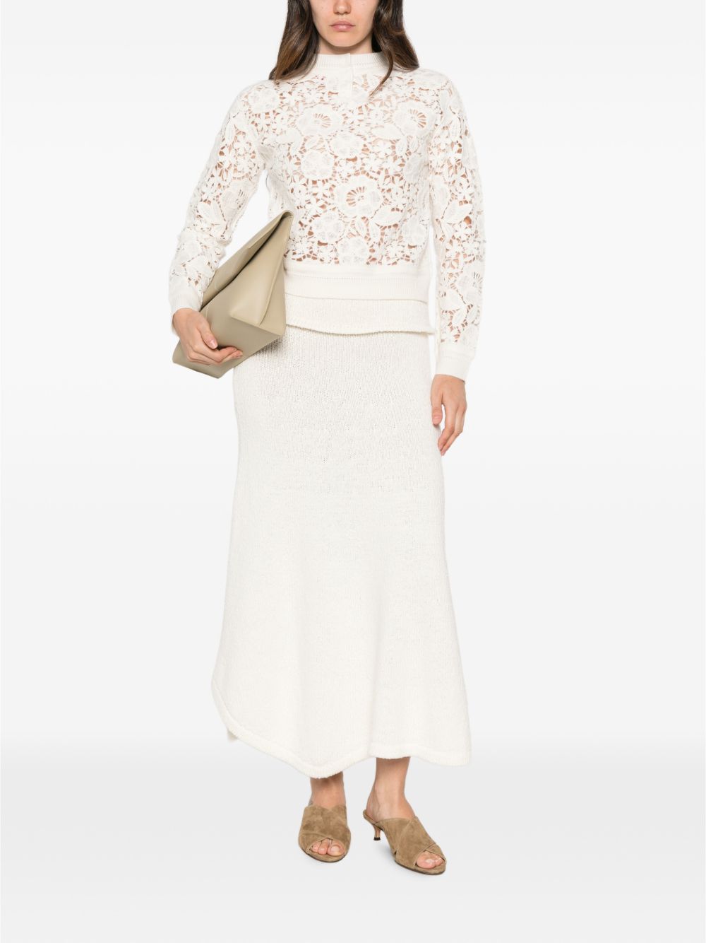 ERMANNO FIRENZE Maglia in macramè color ecrù 