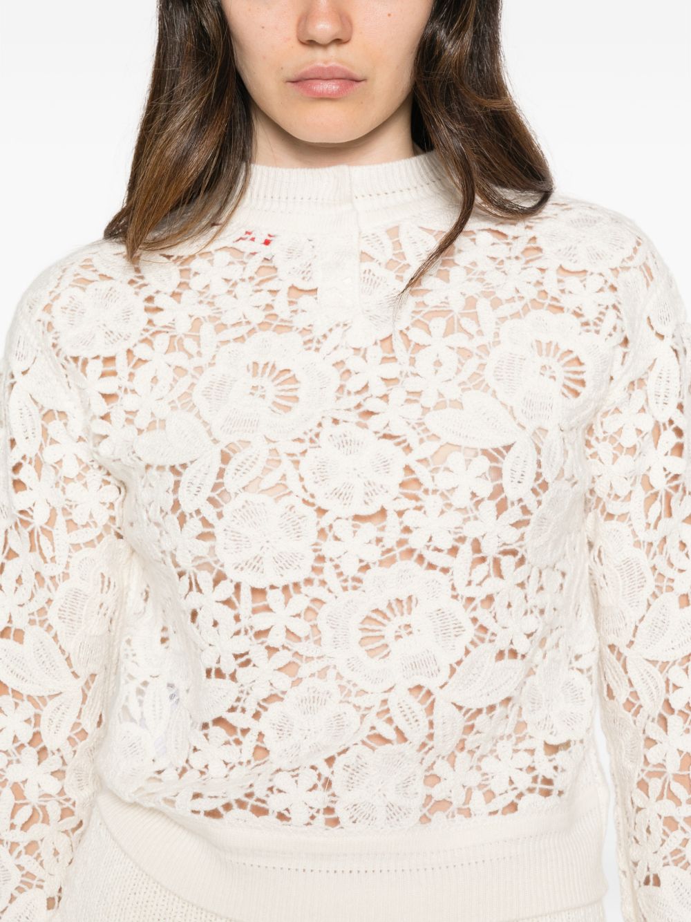 ERMANNO FIRENZE Maglia in macramè color ecrù 