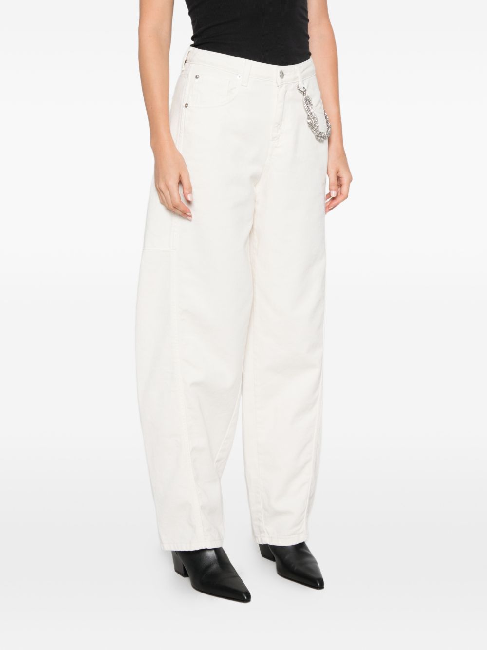 ERMANNO FIRENZE Pantaloni ecrù con catena 