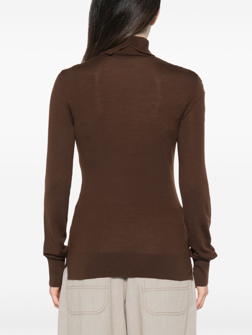 ERMANNO SCERVINO Maglia in lana a collo alto marrone 