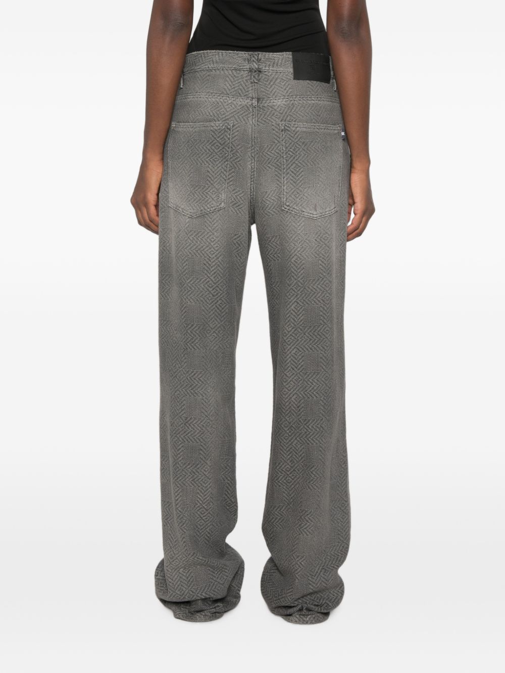 ERMANNO SCERVINO Jeans baggy grigio in puro cotone con motivo resca 