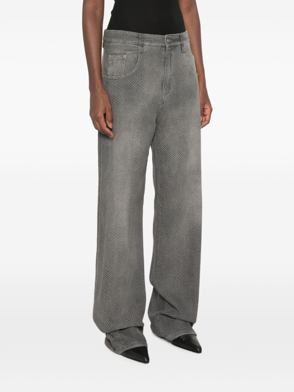 ERMANNO SCERVINO Jeans baggy grigio in puro cotone con motivo resca 