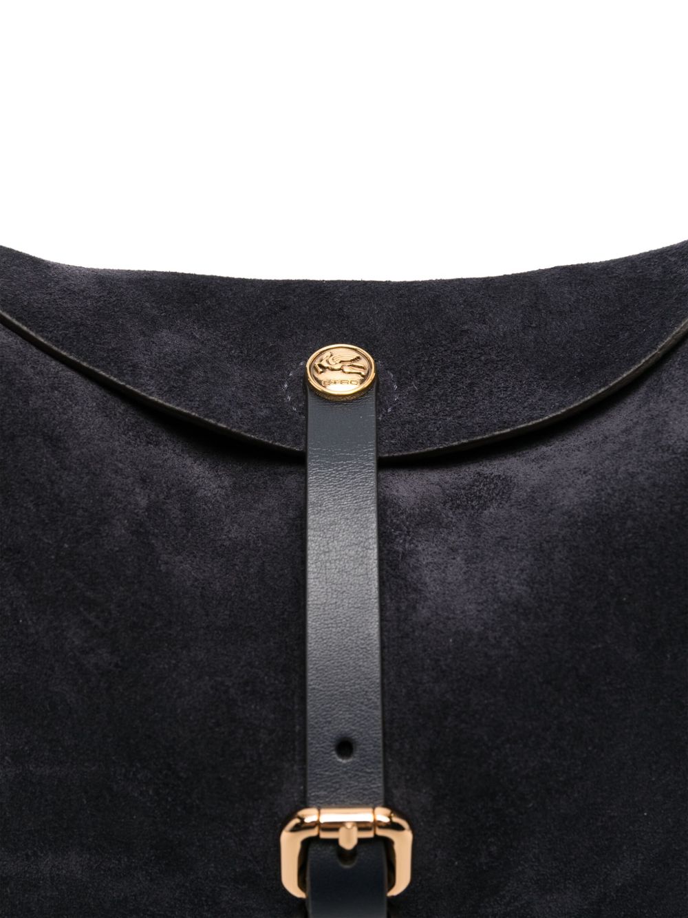 ETRO Borsa Pony media in suede blu navy con tracolla 