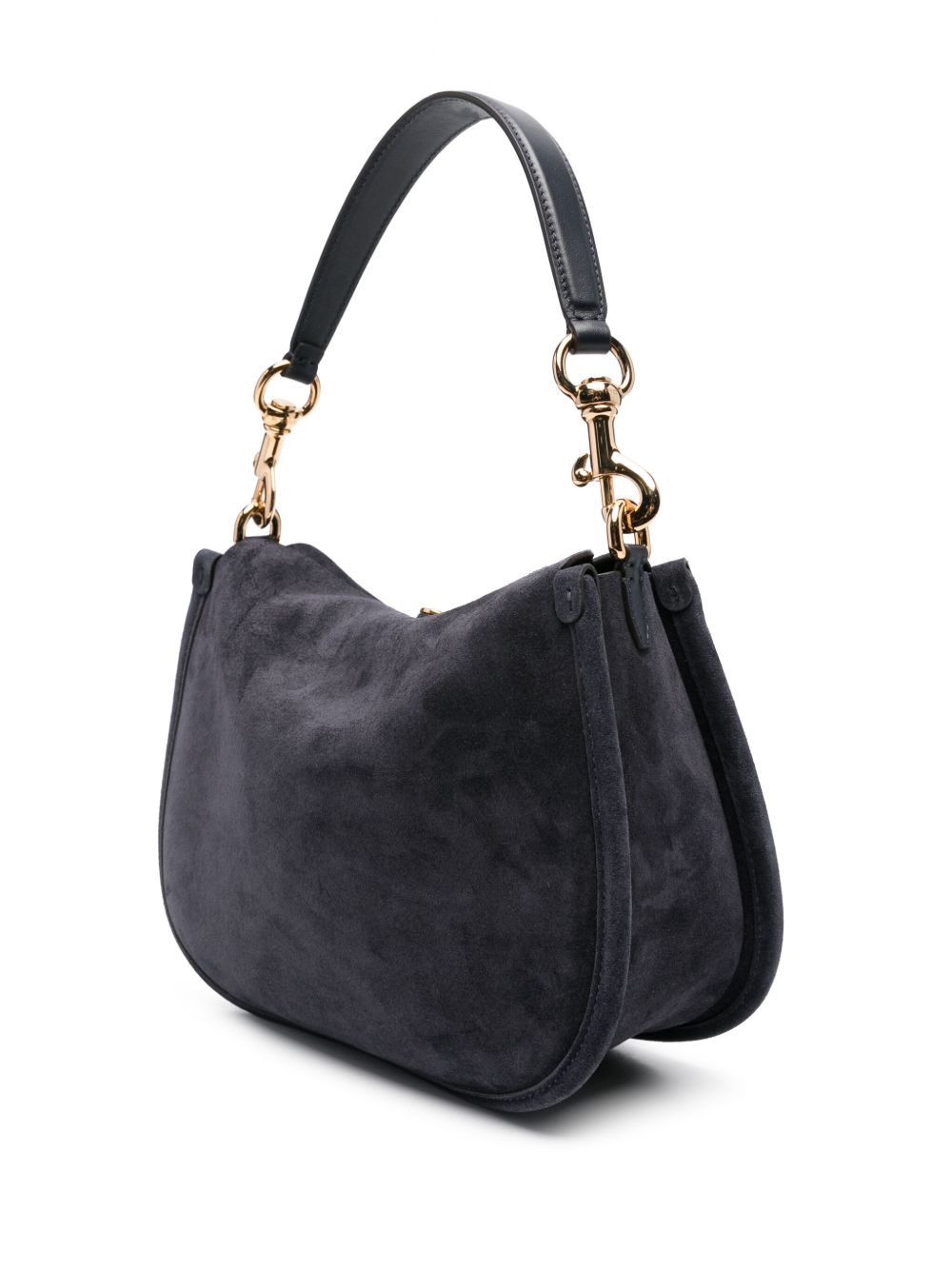 ETRO Borsa Pony media in suede blu navy con tracolla 