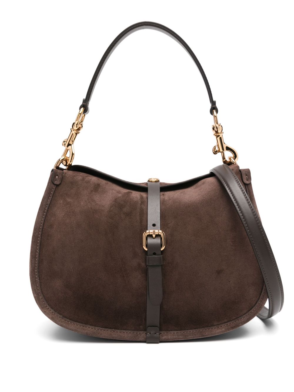 ETRO Borsa Pony media in suede marrone scuro 
