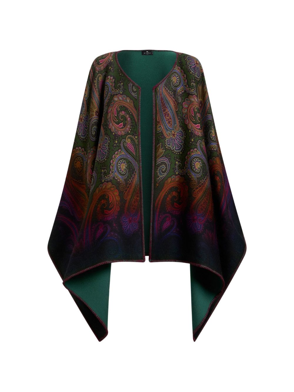 ETRO Mantella reversibile in lana con motivo Paisley multicolore 