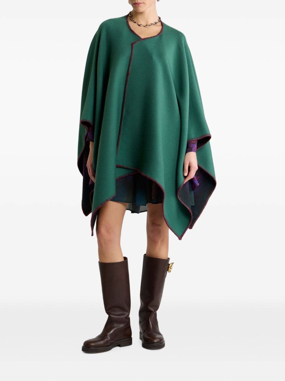 ETRO Mantella reversibile in lana con motivo Paisley multicolore 