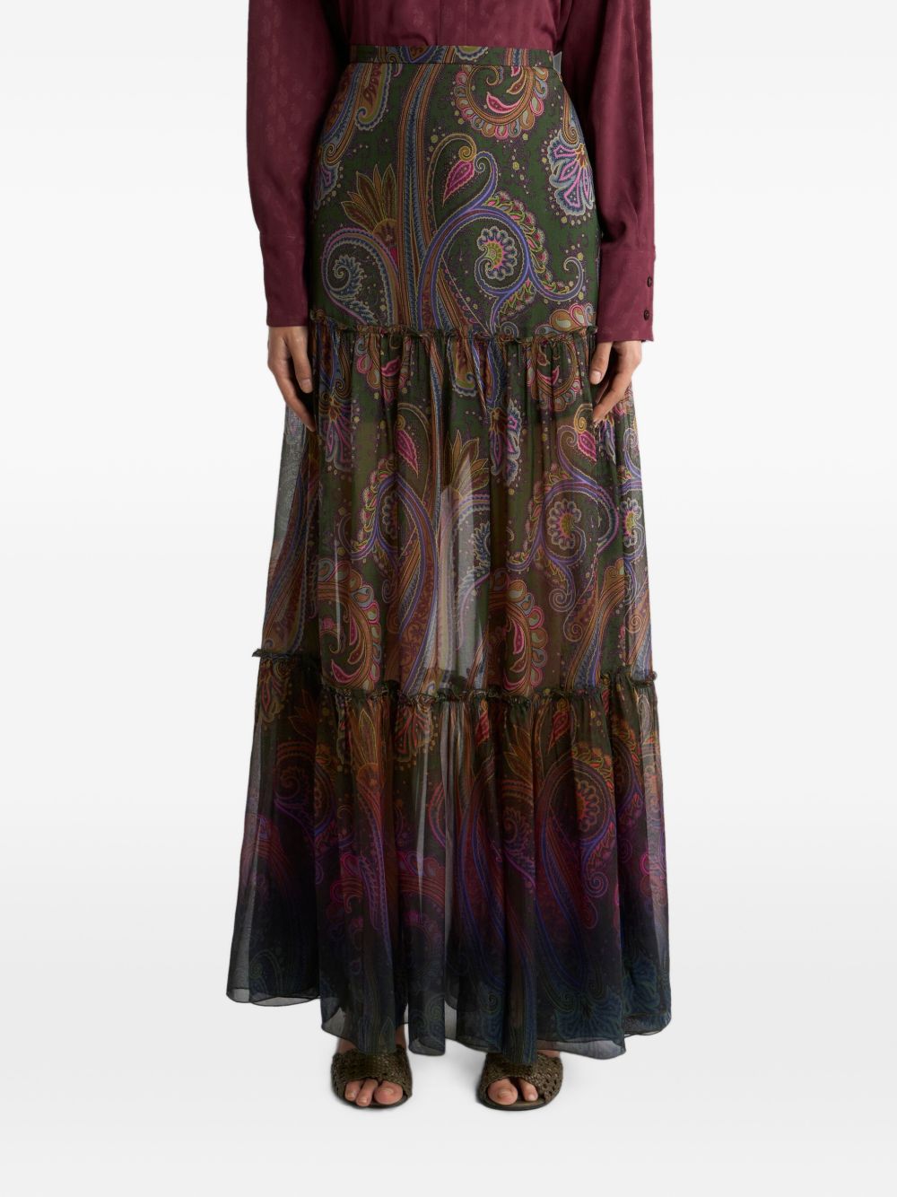 ETRO Gonna midi in pura seta multicolore 