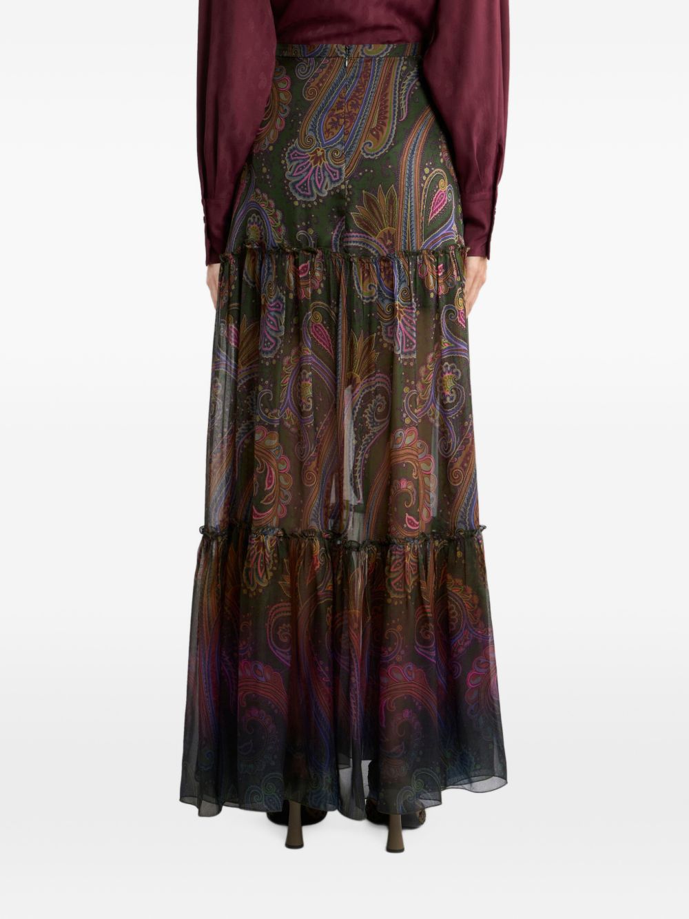 ETRO Gonna midi in pura seta multicolore 