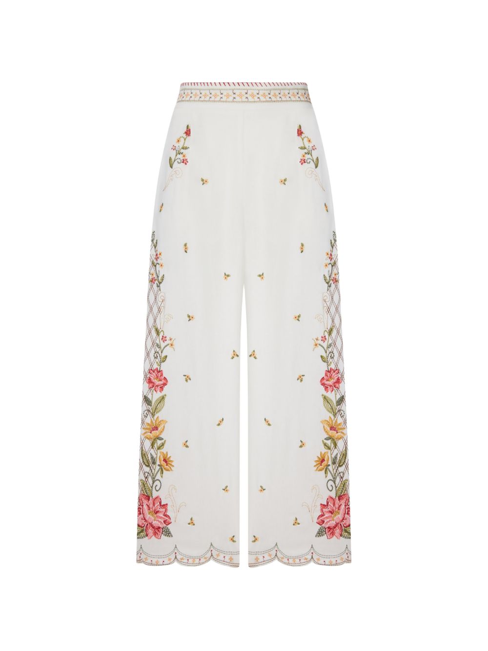 FARM RIO Pantaloni ampi con ricamo floreale multicolore 