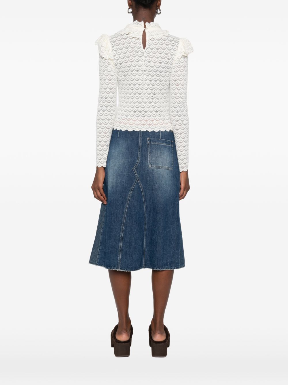 FARM RIO Blusa in Pizzo Off-White 