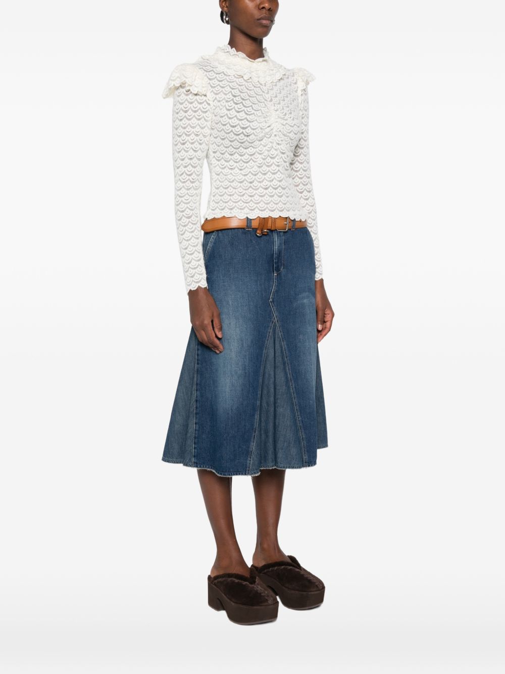 FARM RIO Blusa in Pizzo Off-White 