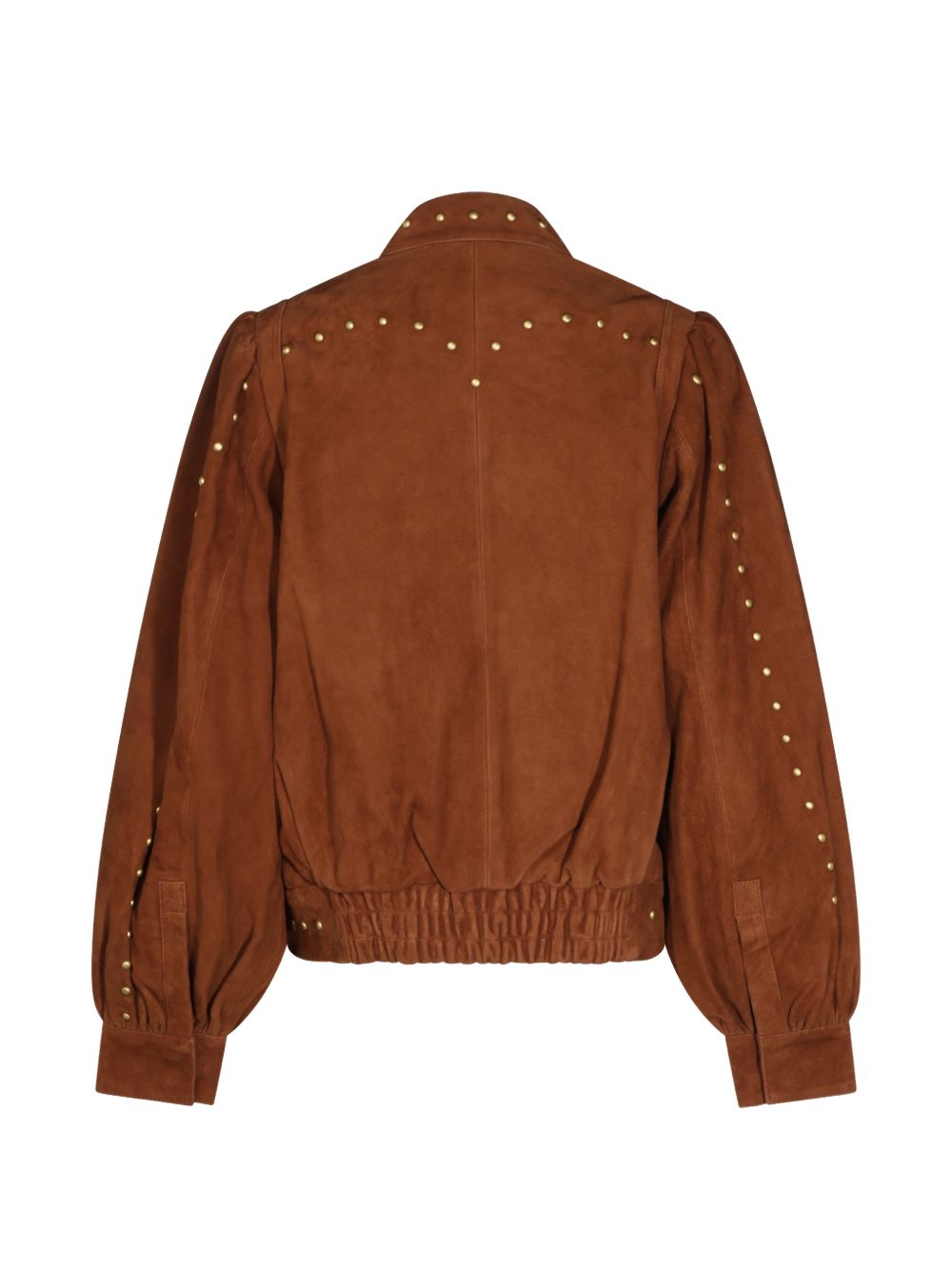 FARM RIO Giacca Corta in Pelle Scamosciata Cognac con Borchie 
