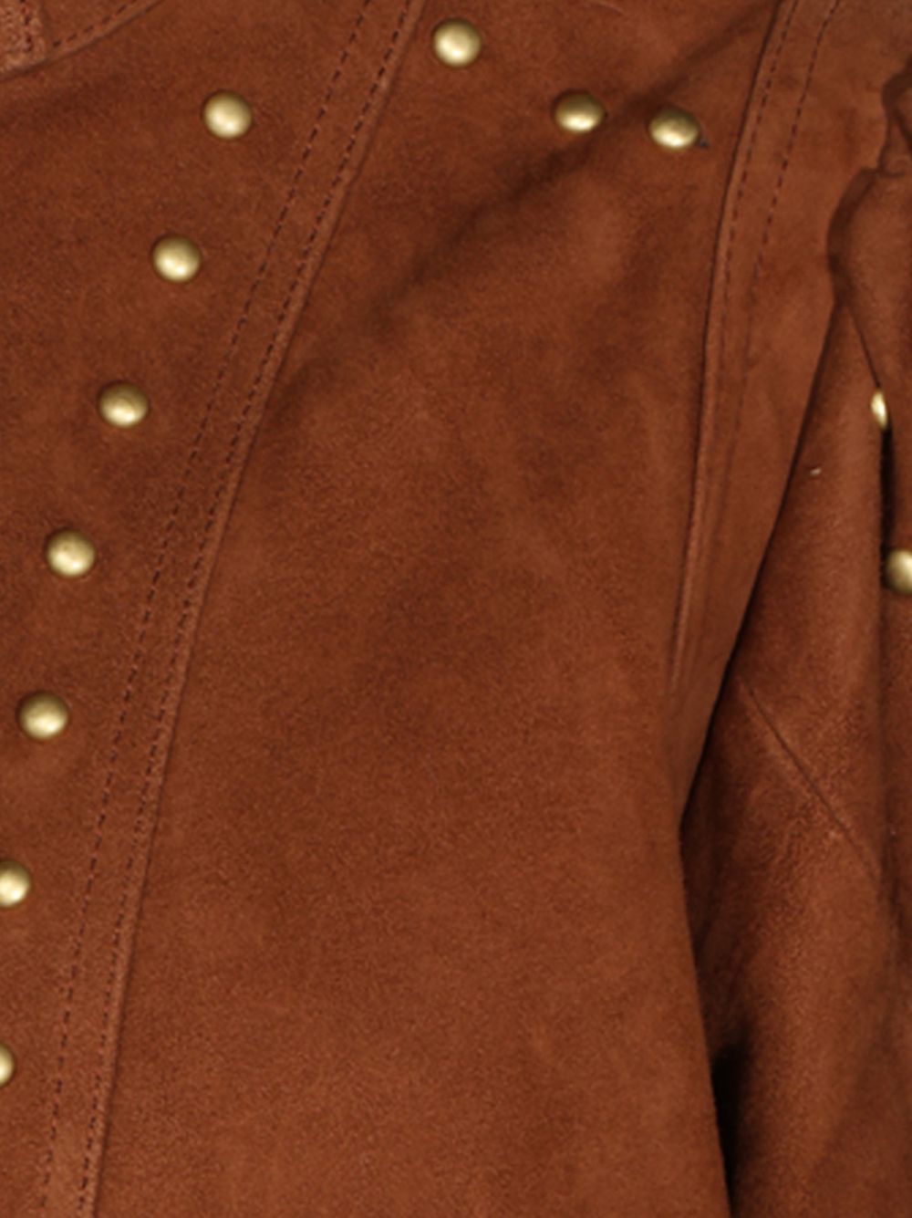 FARM RIO Giacca Corta in Pelle Scamosciata Cognac con Borchie 