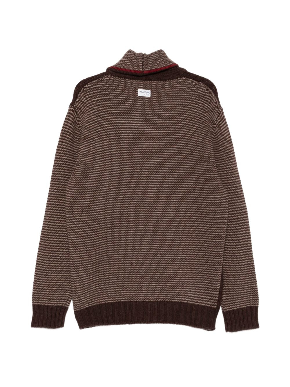 FAY Cardigan in maglia di lana marrone con fantasia etnica 