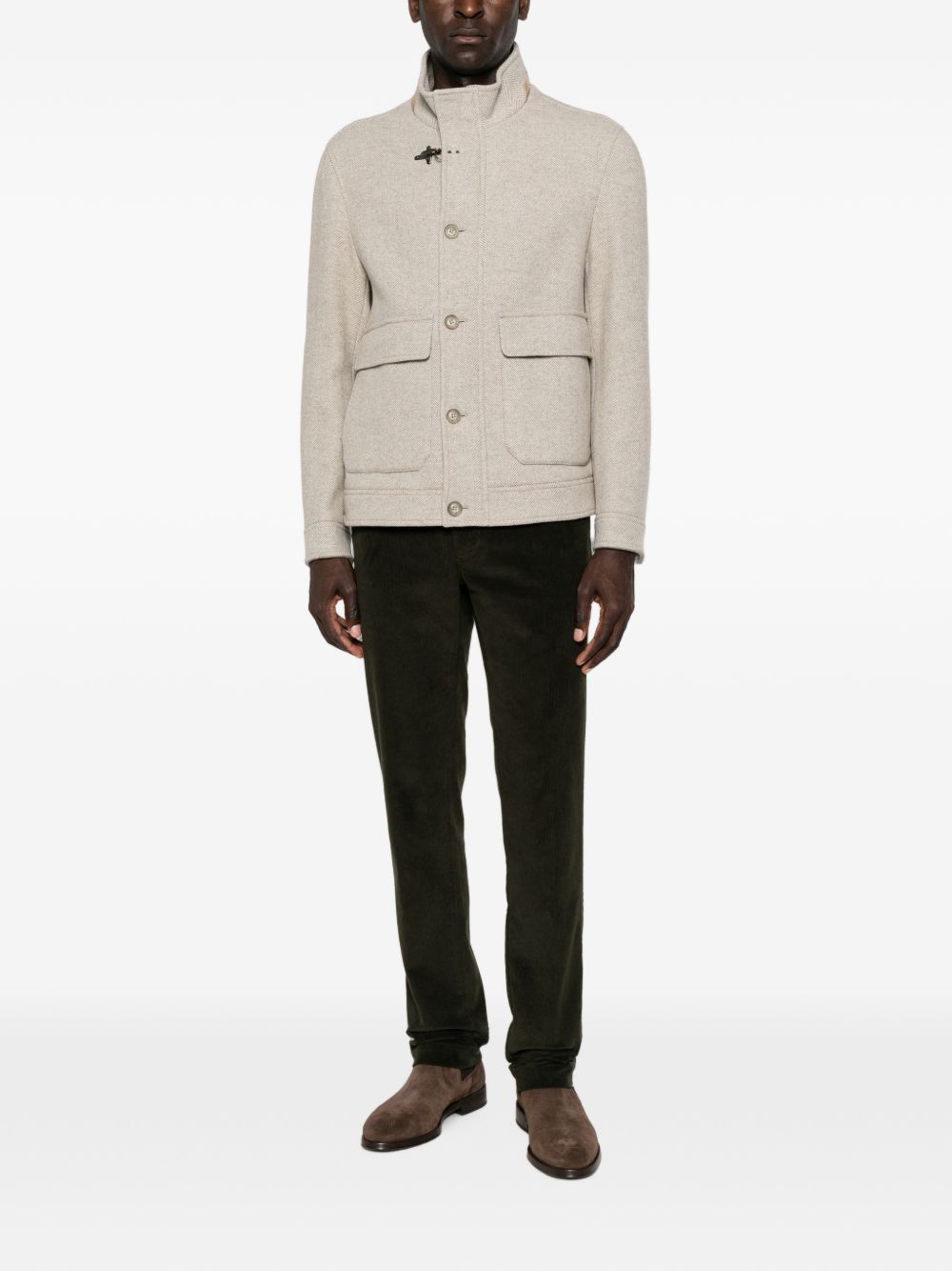 FAY Cappotto corto da uomo Nami color beige con tasche in lana 