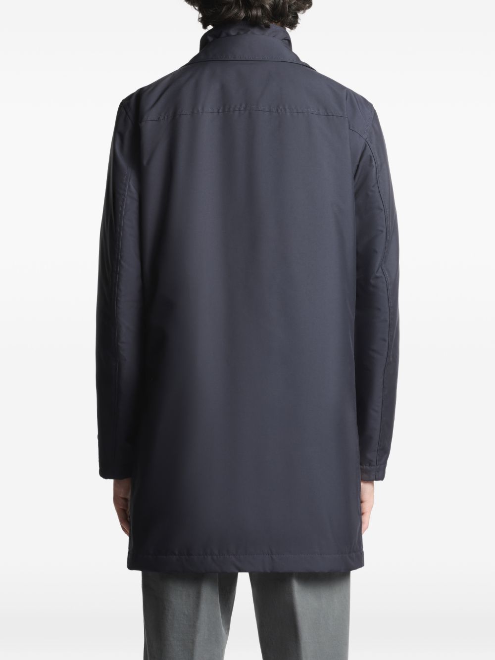 FAY Trench impermeabile imbottito blu con tasche 