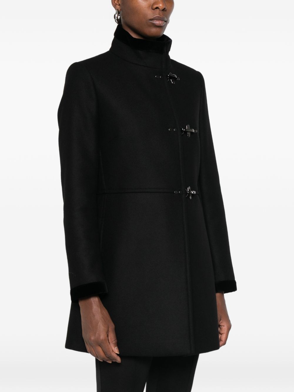 FAY Cappotto lungo in misto lana nero 