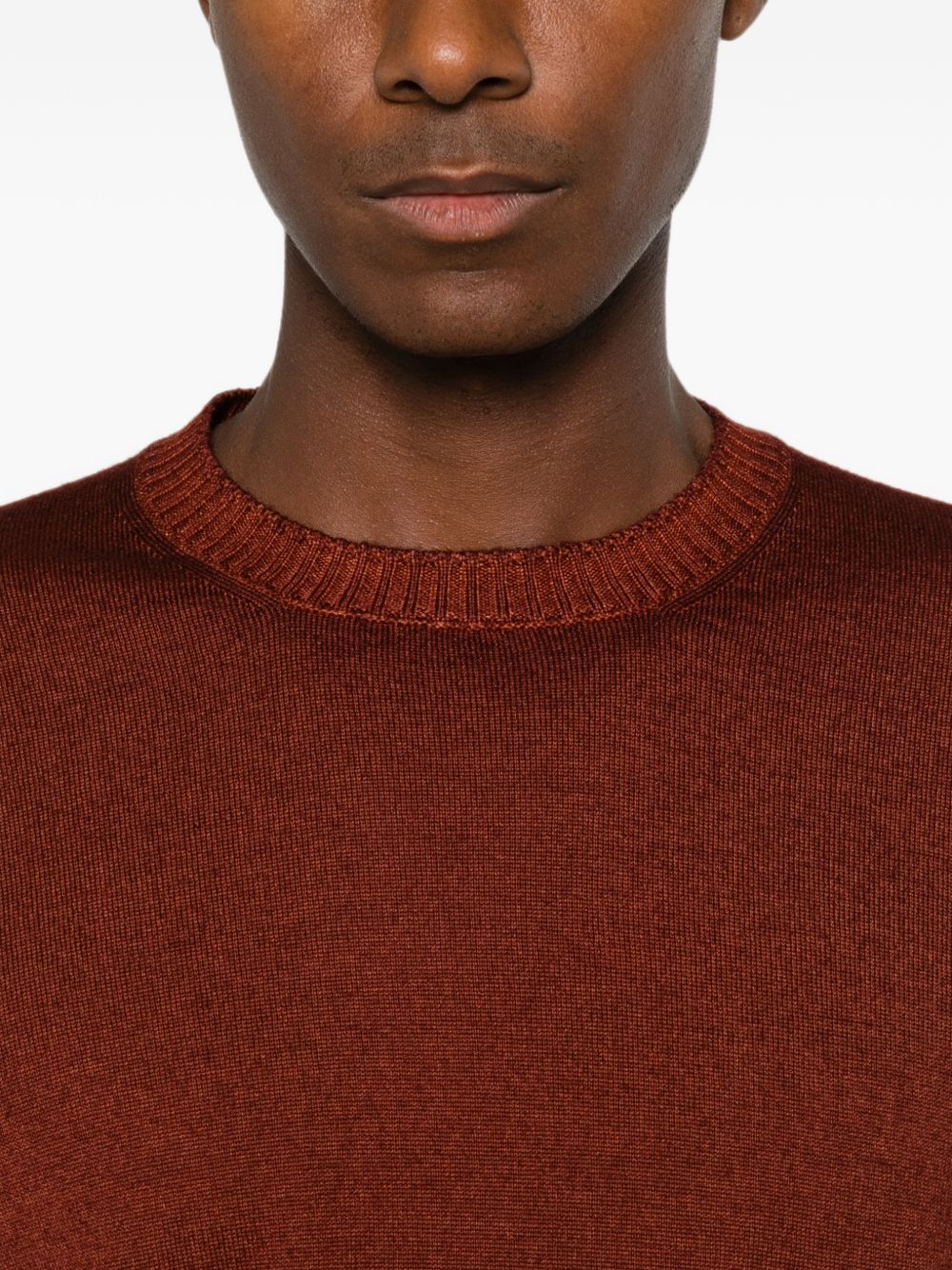 FAY Maglia in lana rosso mattone 