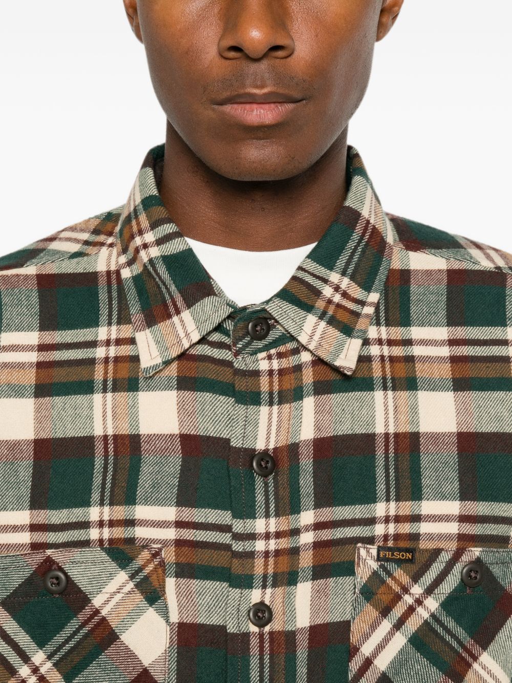 FILSON Camicia in tartan verde con tasche sul petto 