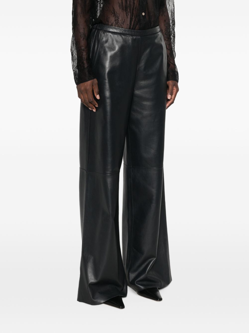 FORTE FORTE Pantaloni eleganti neri My Pants in vera pelle 