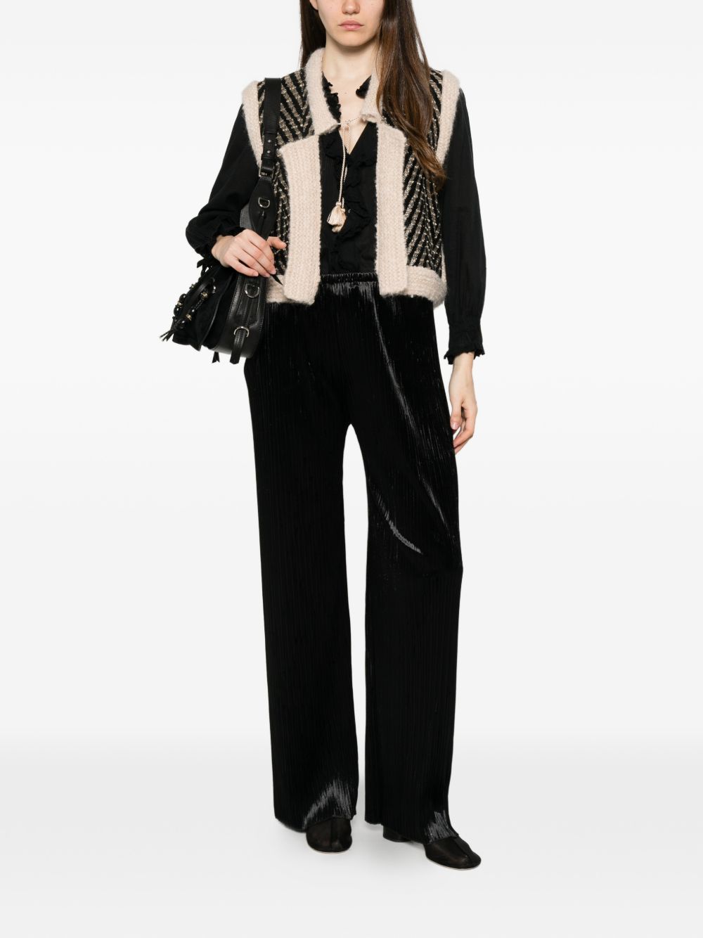 FORTE FORTE Gilet in maglia My Jacket beige e spigato marrone 