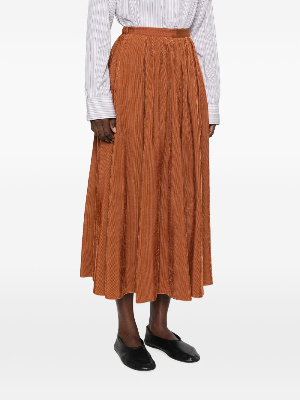 FORTE FORTE Gonna lunga drappeggiata marrone aranciato My Skirt 