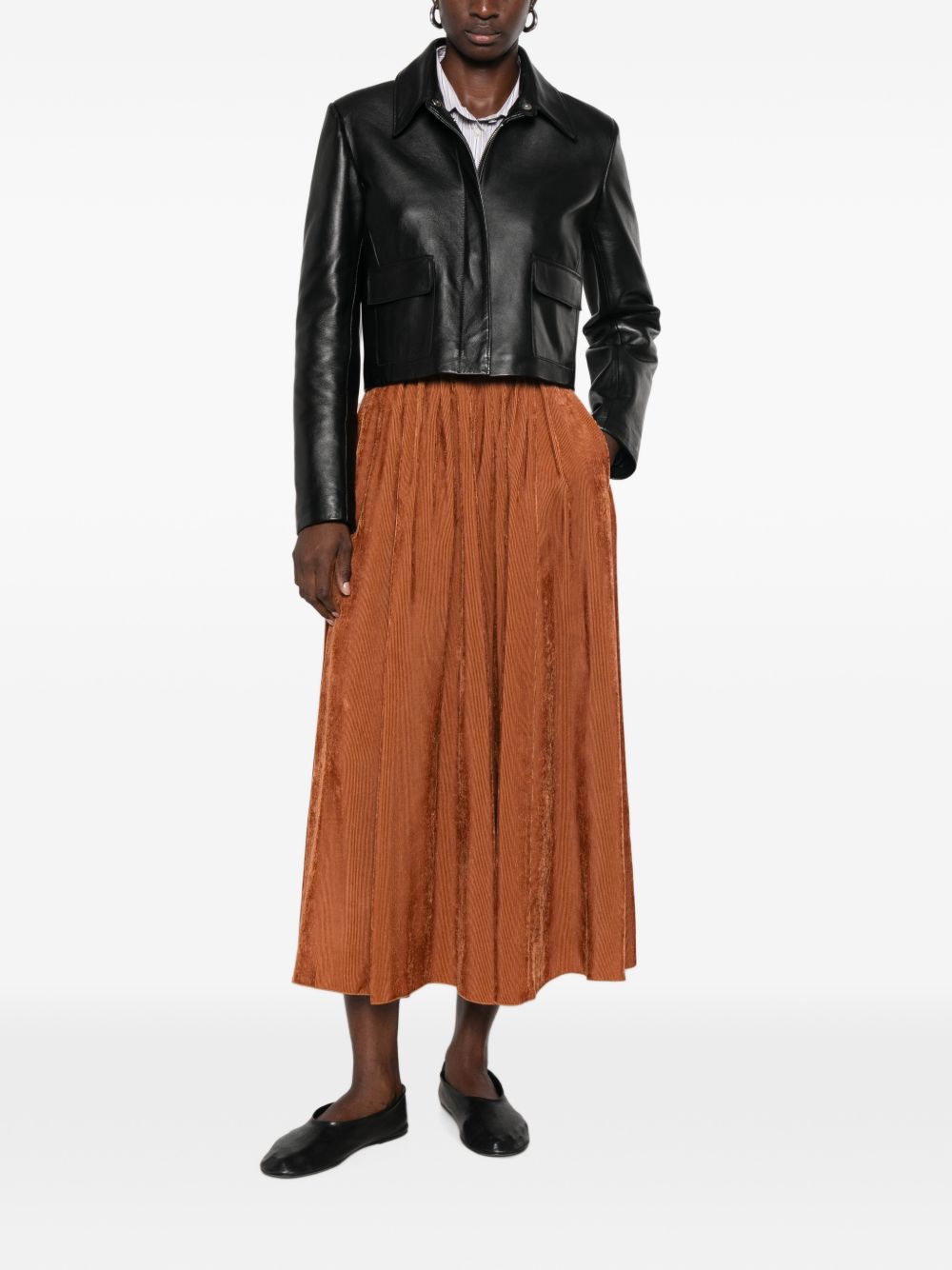 FORTE FORTE Gonna lunga drappeggiata marrone aranciato My Skirt 
