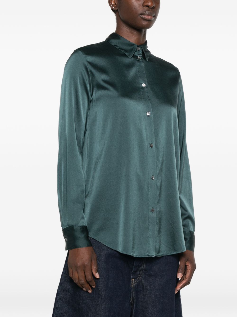 FORTE FORTE Camicia blu petrolio in seta My Shirt 