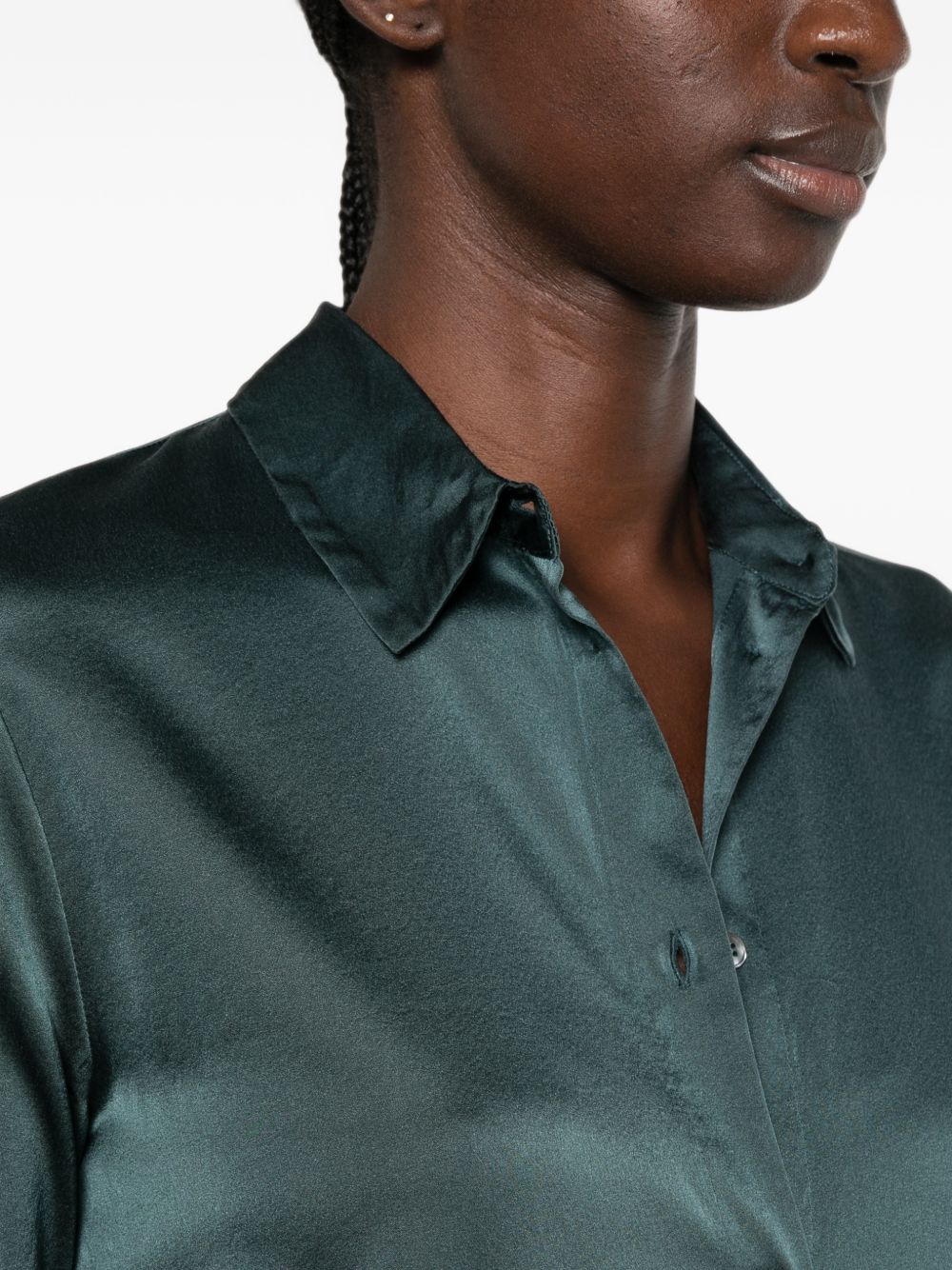 FORTE FORTE Camicia blu petrolio in seta My Shirt 