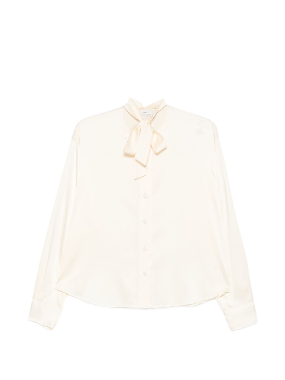 FORTE FORTE Camicia in seta color avorio con pussy bow al collo 
