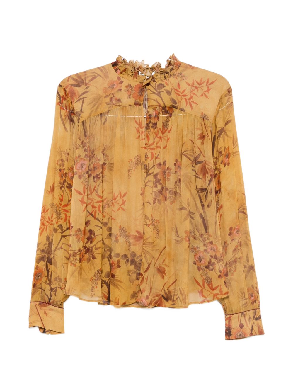 FORTE FORTE Camicia semitrasparente arancione con design floreale 